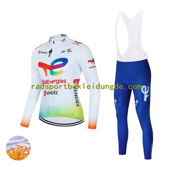 2022 Team TotalEnergies Herren Radtrikot Langarm + Trägerhose Lange (Winter Thermal Fleece) N001