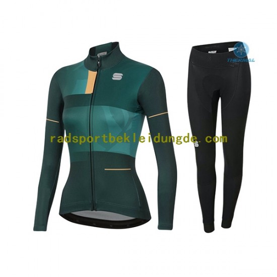 2021 Sportful Leaf Frauen Radtrikot Langarm + Radhose Lange (Winter Thermal Fleece) N002